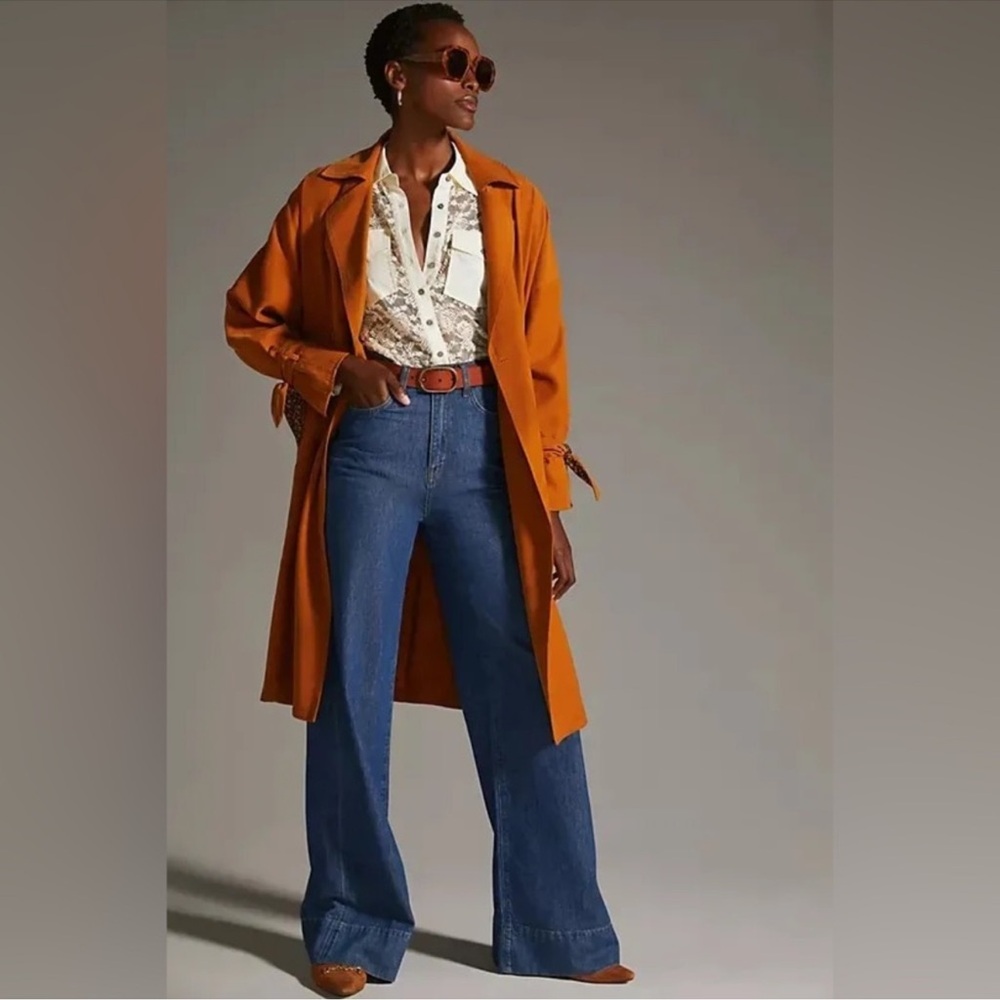 Anthropologie Brown Trench Jacket